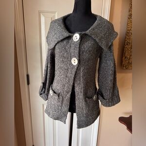 BCBGMaxAzria Charcoal Knit Wool Blend Coatigan size small